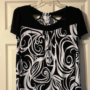 Black, White Dressy Blouse 2X